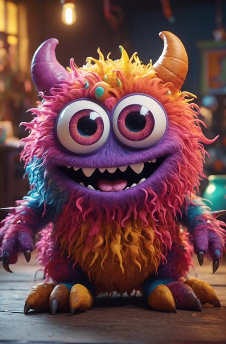 00178-A cute monster, colorful, clutter, ultra detailed, mysterious, scary, perfect environment, cinematic lighting, product photograp.png